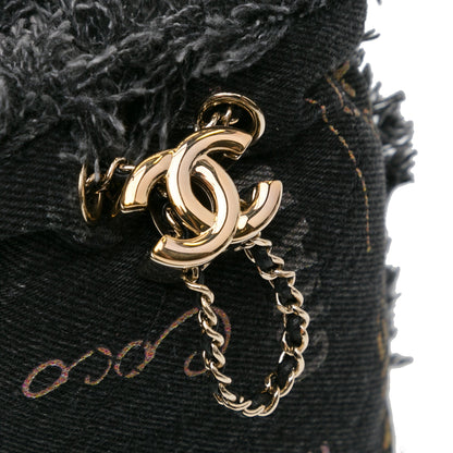 Gray Chanel Mini Denim Mood Bucket with Chain