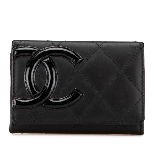 Black Chanel Lambskin Cambon Ligne Card Holder