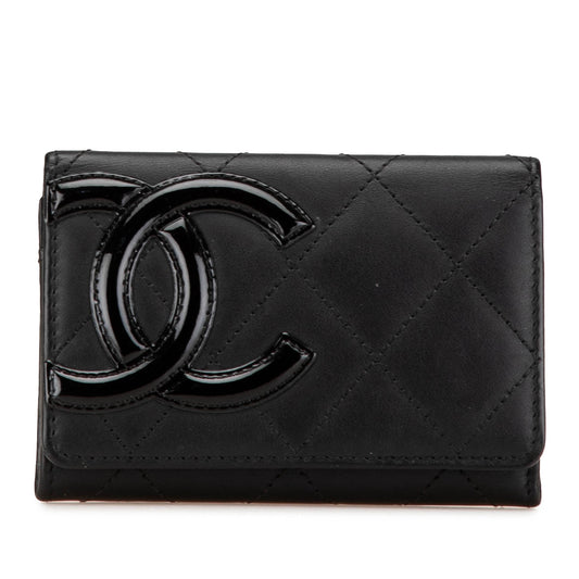Black Chanel Lambskin Cambon Ligne Card Holder