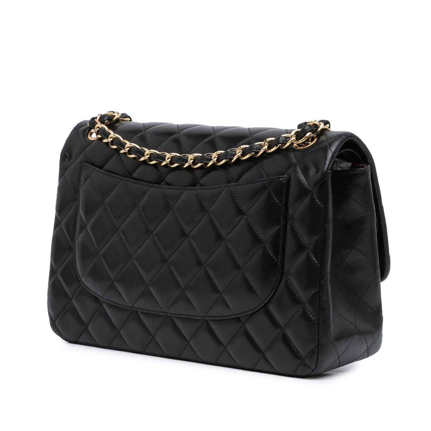 Black Chanel Jumbo Classic Lambskin Double Flap Shoulder Bag