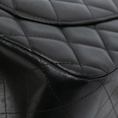 Black Chanel Jumbo Classic Lambskin Double Flap Shoulder Bag