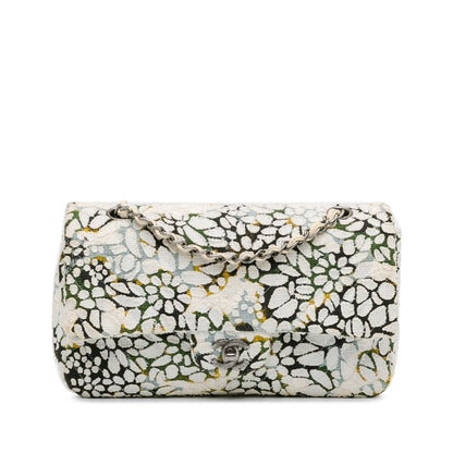 Chanel Sac Medium Classic Chevron Tweed Floral Double Flap