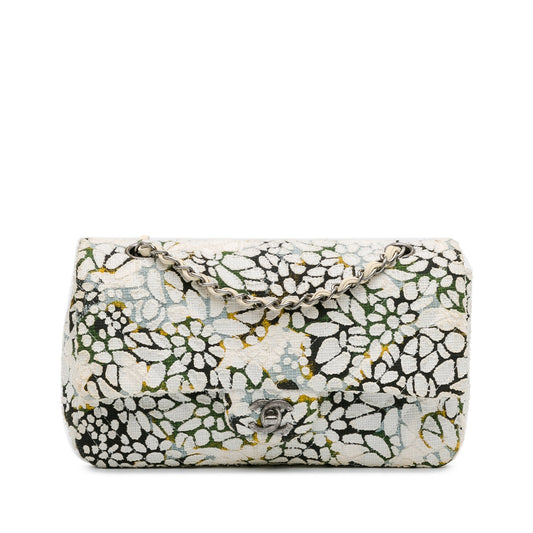 Chanel Sac Medium Classic Chevron Tweed Floral Double Flap