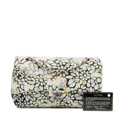 Chanel Sac Medium Classic Chevron Tweed Floral Double Flap