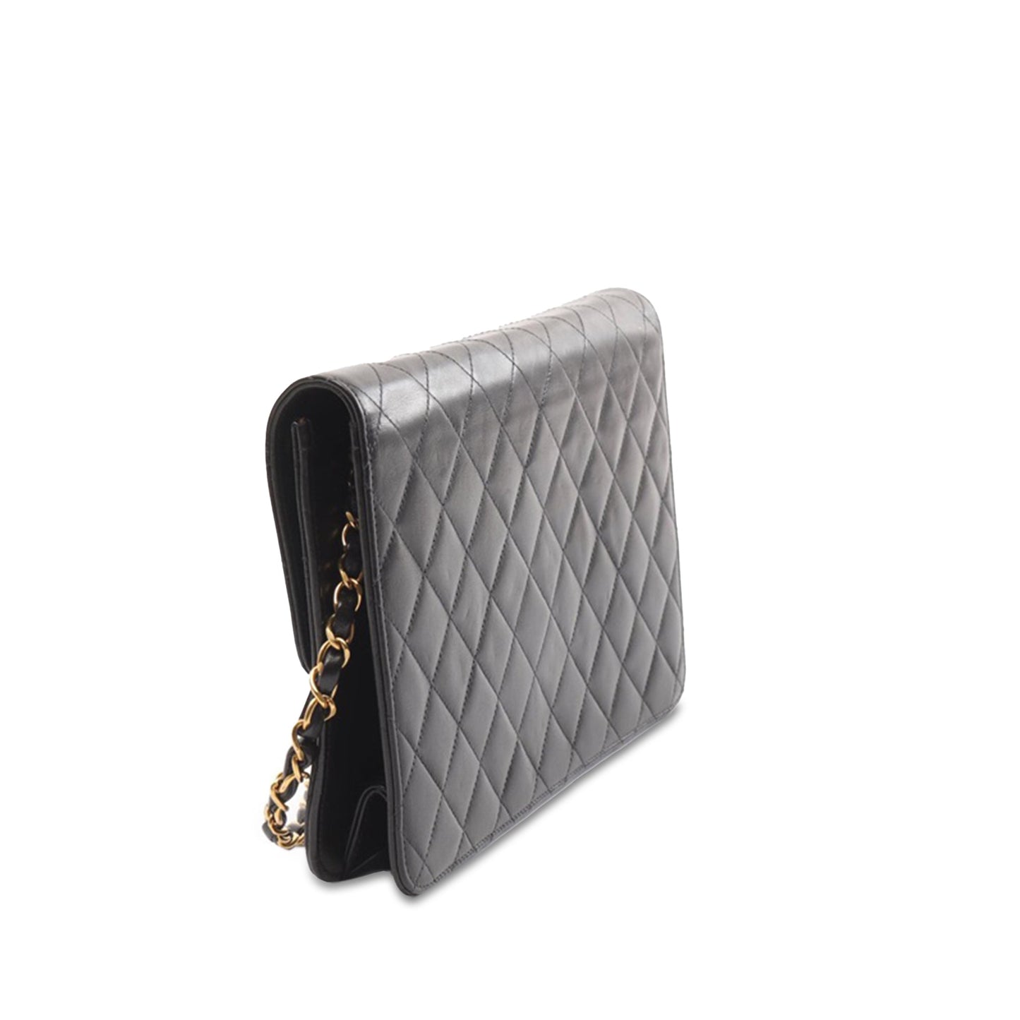 Black Chanel CC Quilted Lambskin Single Flap Crossbody Bag