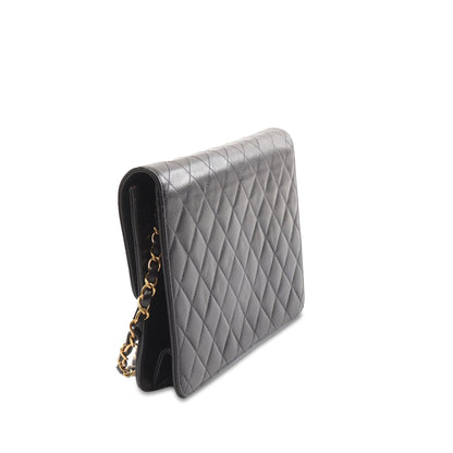 Black Chanel CC Quilted Lambskin Single Flap Crossbody Bag