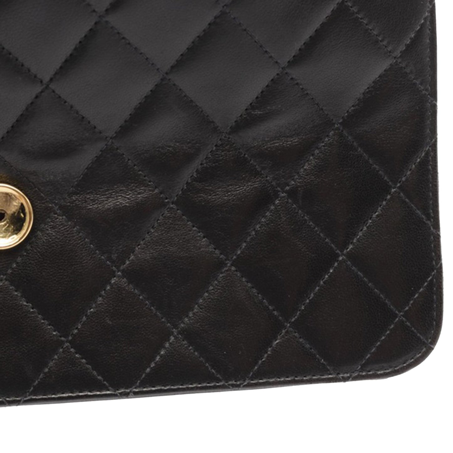 Black Chanel CC Quilted Lambskin Single Flap Crossbody Bag