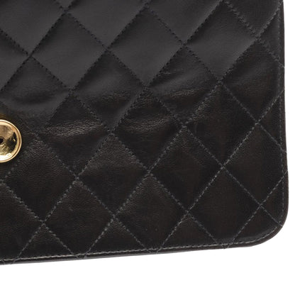 Black Chanel CC Quilted Lambskin Single Flap Crossbody Bag