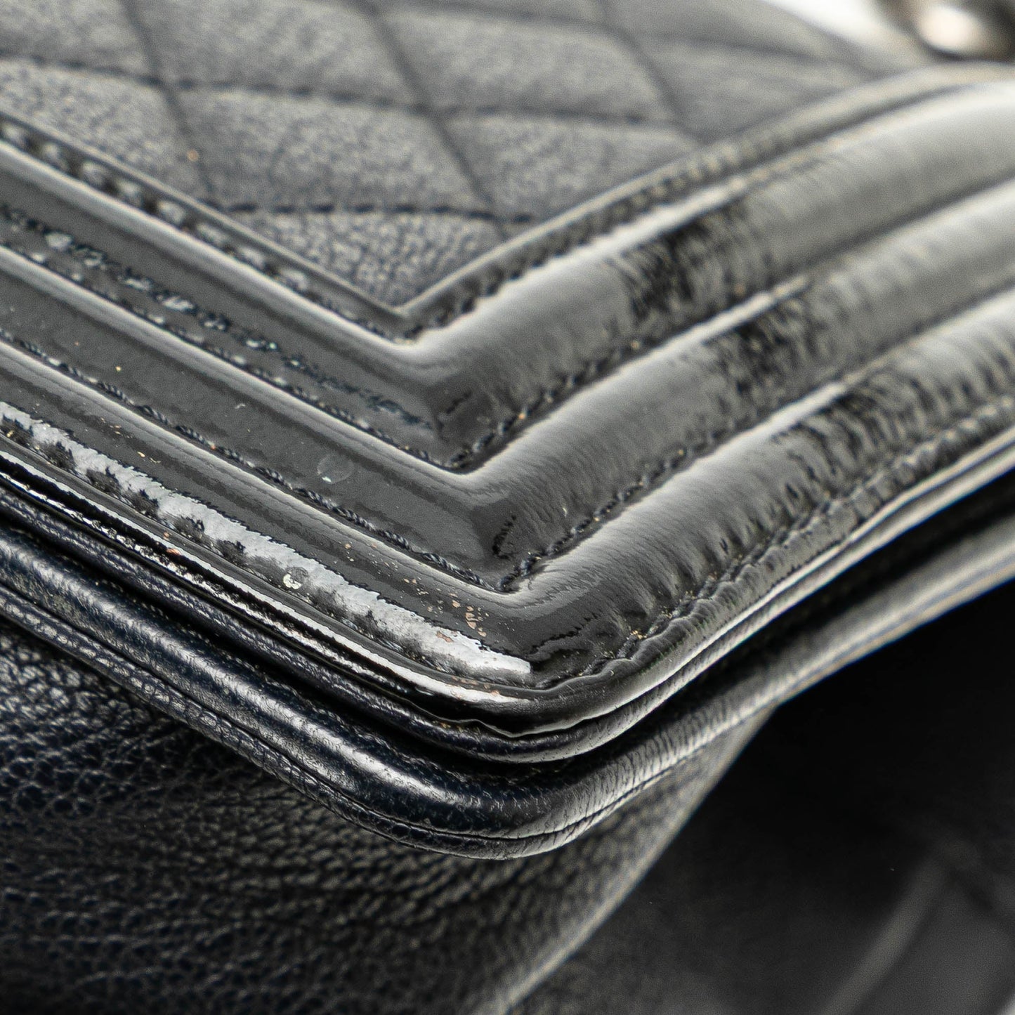 Black Chanel Medium Quilted Goatskin and Patent Boy Flap Crossbody Bag