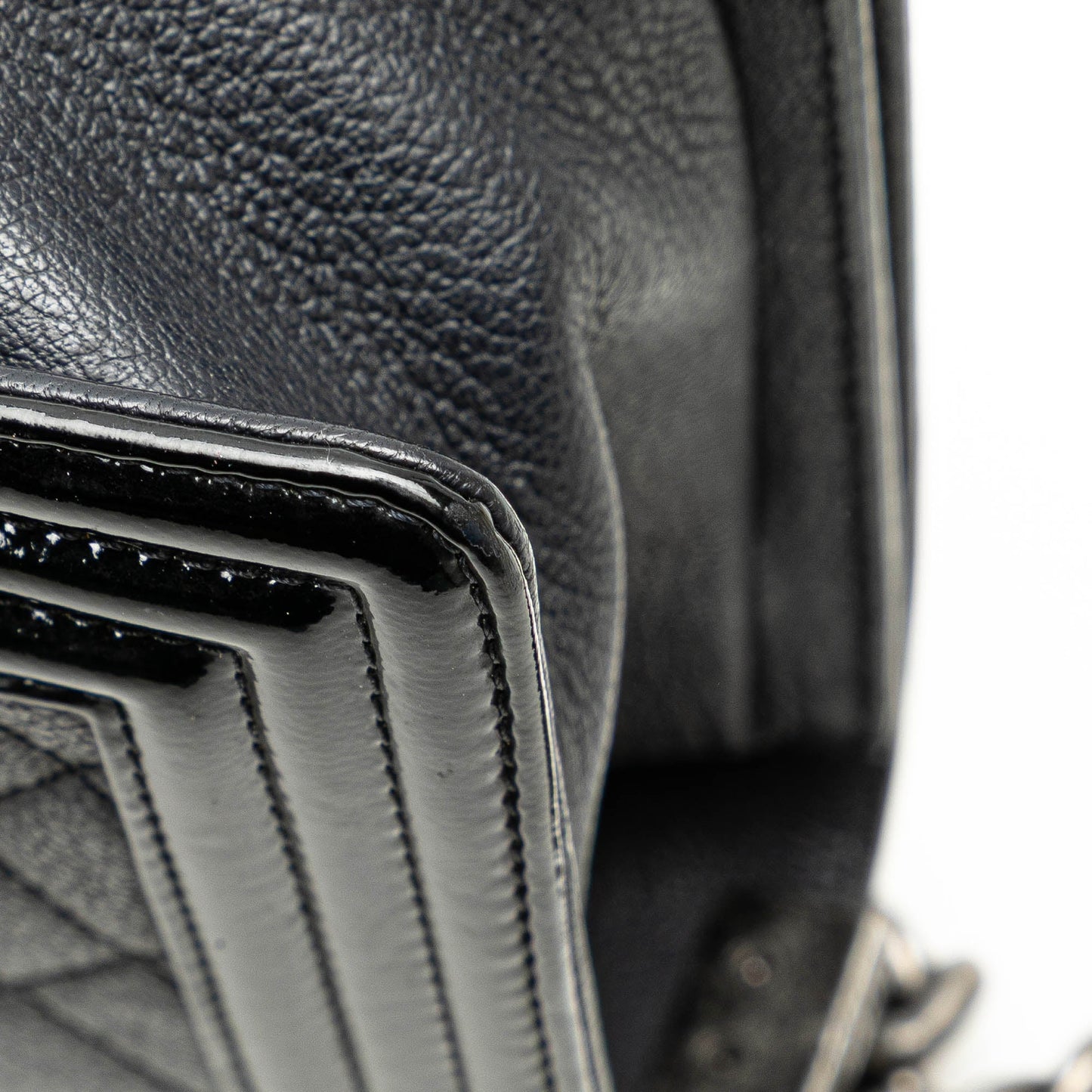 Black Chanel Medium Quilted Goatskin and Patent Boy Flap Crossbody Bag