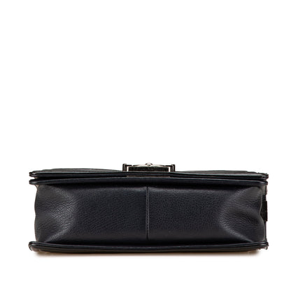 Black Chanel Medium Quilted Goatskin and Patent Boy Flap Crossbody Bag