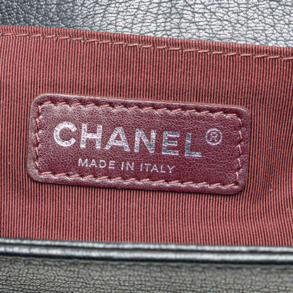 Black Chanel Medium Quilted Goatskin and Patent Boy Flap Crossbody Bag