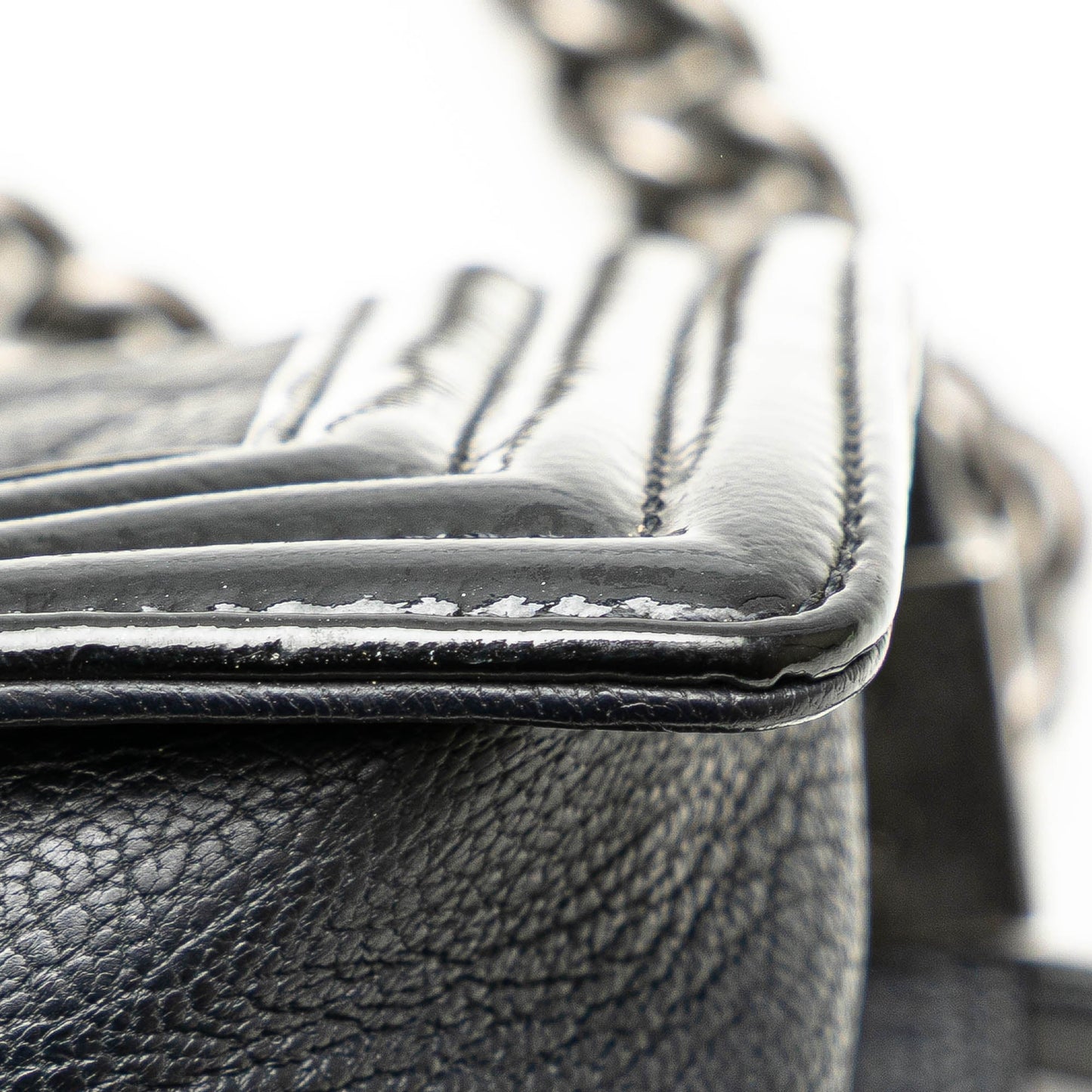 Black Chanel Medium Quilted Goatskin and Patent Boy Flap Crossbody Bag
