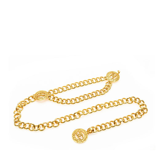 Gold Chanel Gold Plated CC Chain Belt