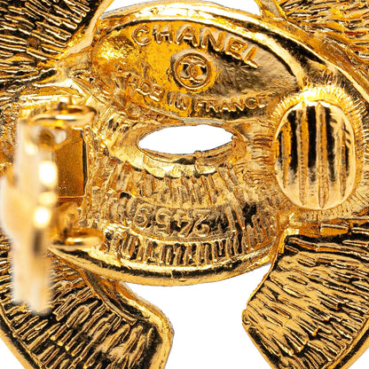 Gold Chanel Gold Plated CC Quilted Clip On Earrings