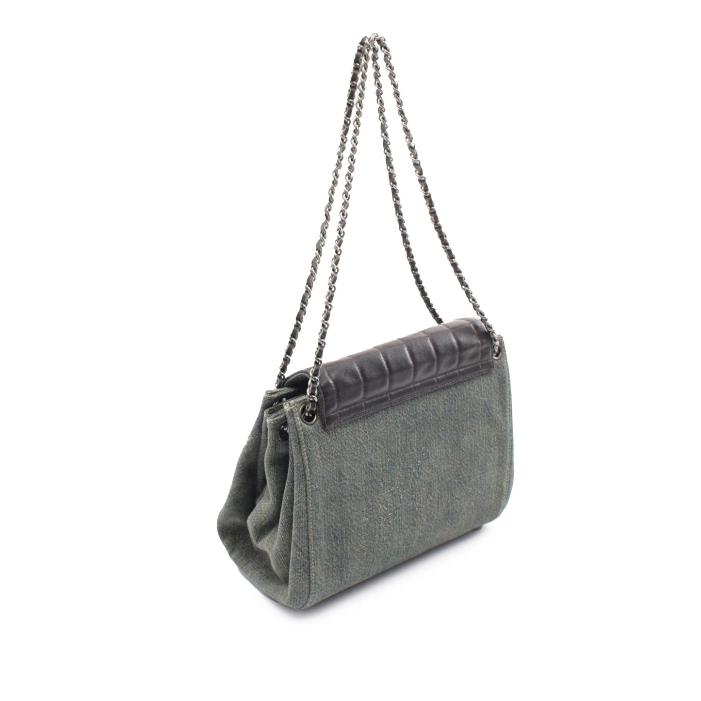 Blue Chanel Lambskin And Denim Chocolate Bar 2.55 Accordion Flap Shoulder Bag