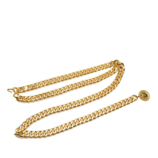 Gold Chanel Gold Plated CC Medallion Chain Belt