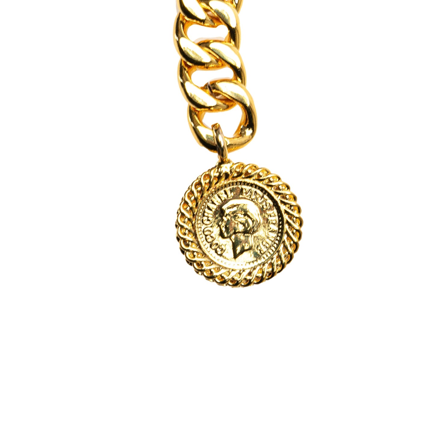 Gold Chanel Gold Plated CC Medallion Chain Belt