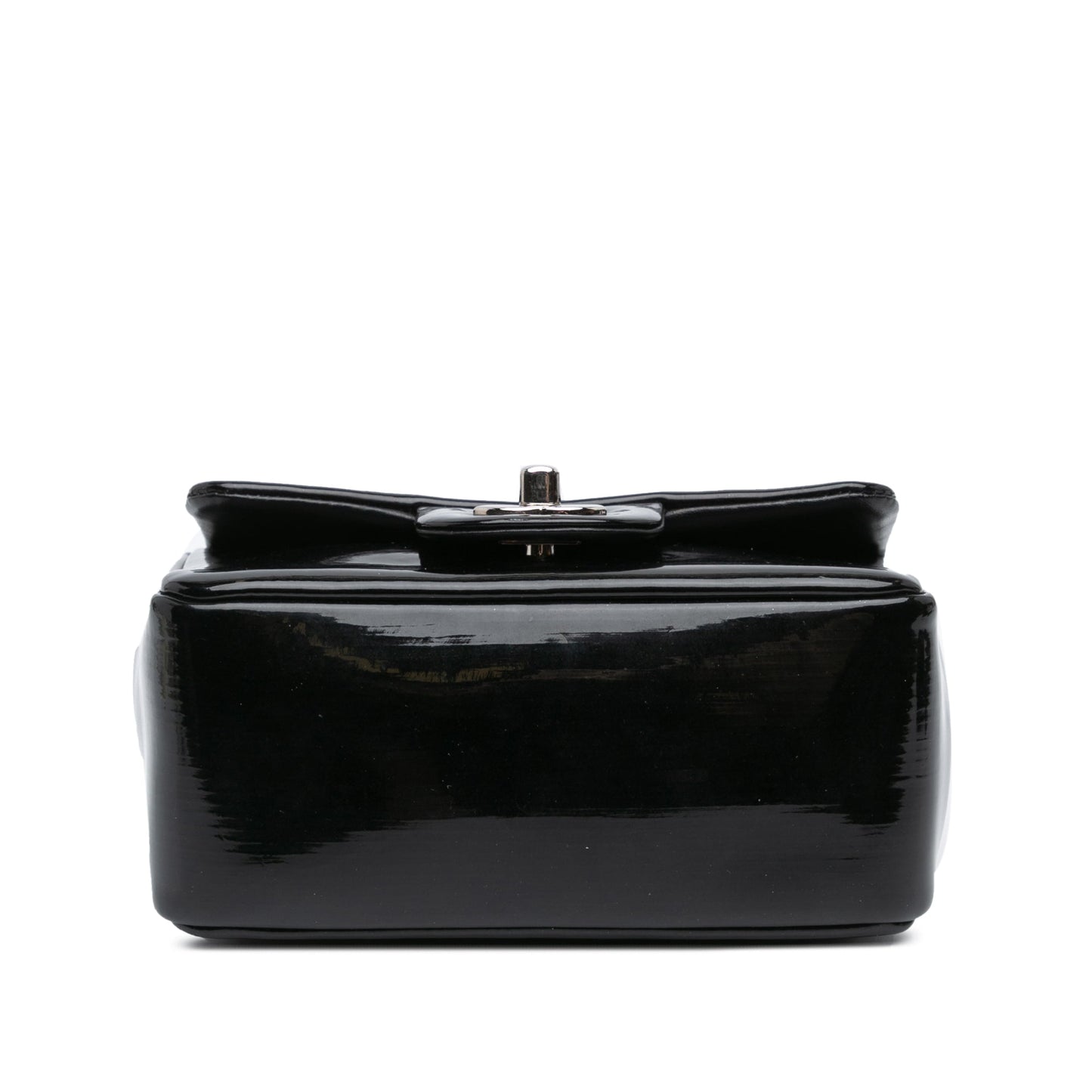 Black Chanel Mini Square Patent Single Flap Crossbody Bag