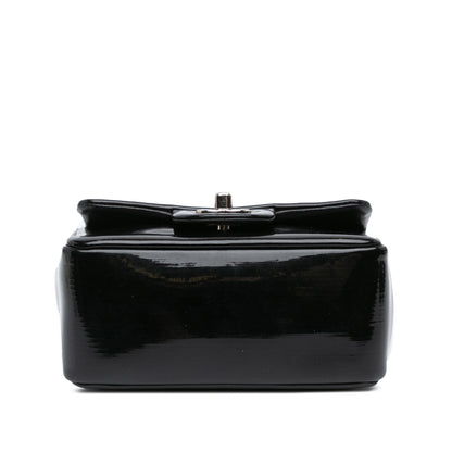 Black Chanel Mini Square Patent Single Flap Crossbody Bag
