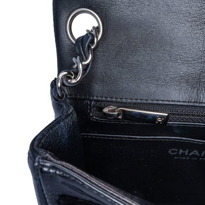 Black Chanel Mini Square Patent Single Flap Crossbody Bag