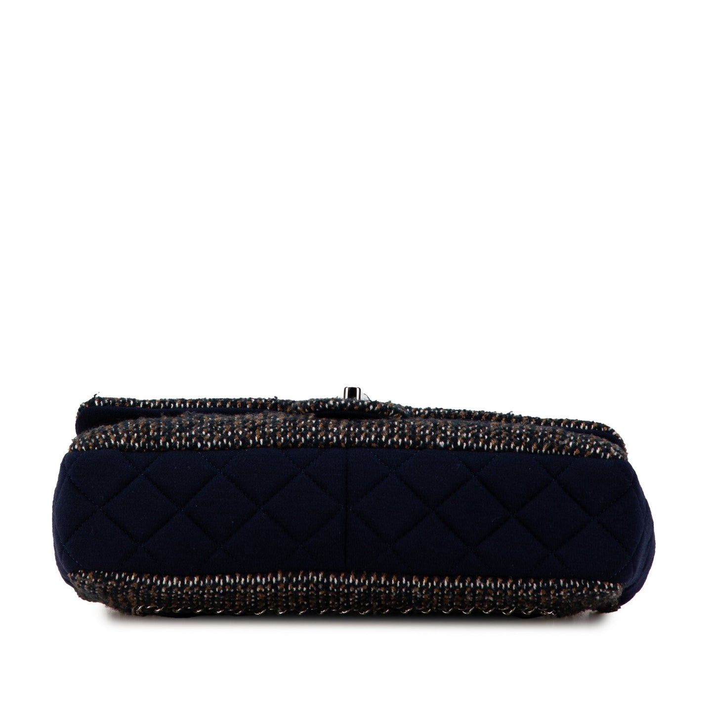 Blue Chanel Jumbo Quilted Jersey and Tweed Chain Flap Shoulder Bag
