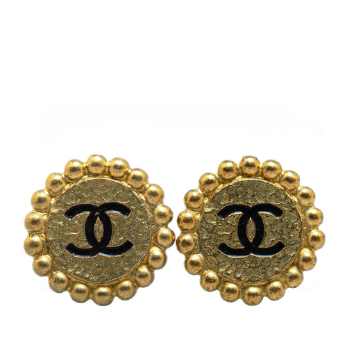 Gold Chanel Gold Plated CC Clip On Earrings