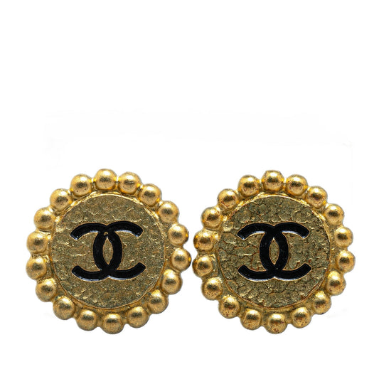 Gold Chanel Gold Plated CC Clip On Earrings