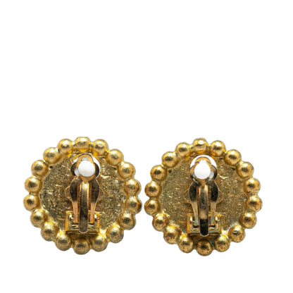 Gold Chanel Gold Plated CC Clip On Earrings
