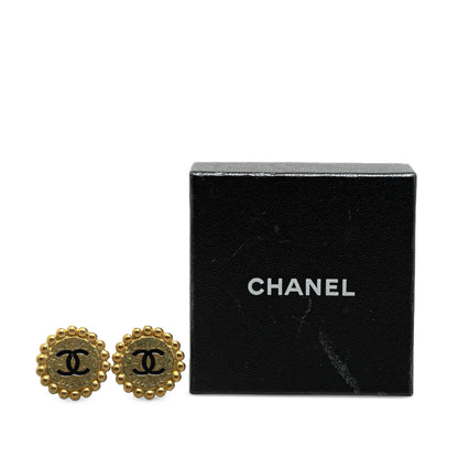 Gold Chanel Gold Plated CC Clip On Earrings