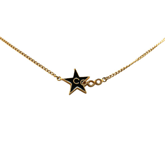 Gold Chanel Gold Plated and Enamel Coco Star Necklace