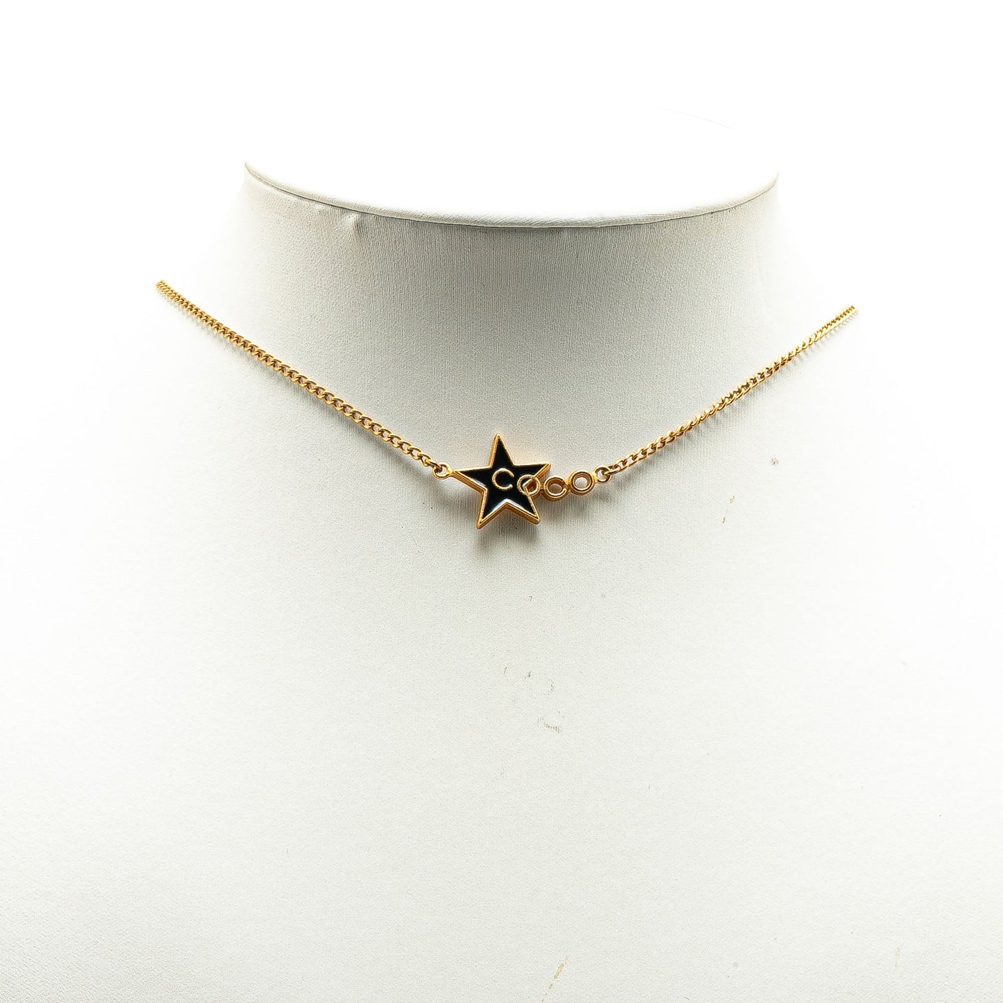 Gold Chanel Gold Plated and Enamel Coco Star Necklace
