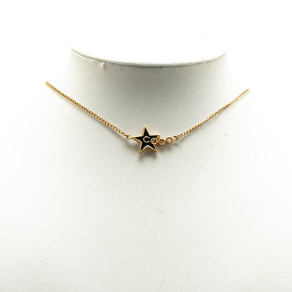 Gold Chanel Gold Plated and Enamel Coco Star Necklace