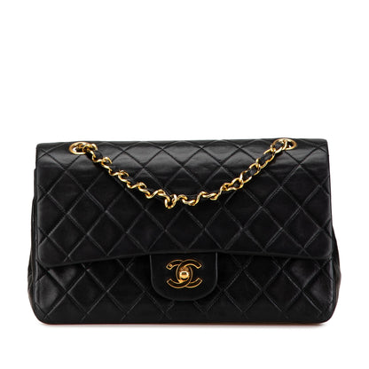 Black Chanel Medium Classic Lambskin Double Flap Shoulder Bag