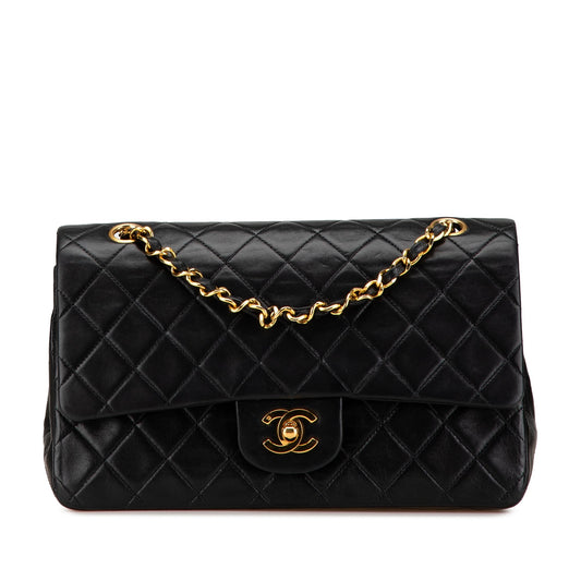Black Chanel Medium Classic Lambskin Double Flap Shoulder Bag