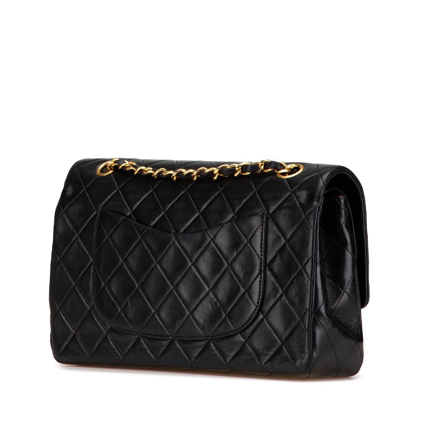 Black Chanel Medium Classic Lambskin Double Flap Shoulder Bag