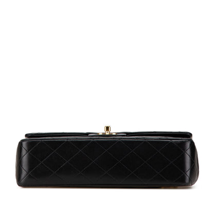 Black Chanel Medium Classic Lambskin Double Flap Shoulder Bag