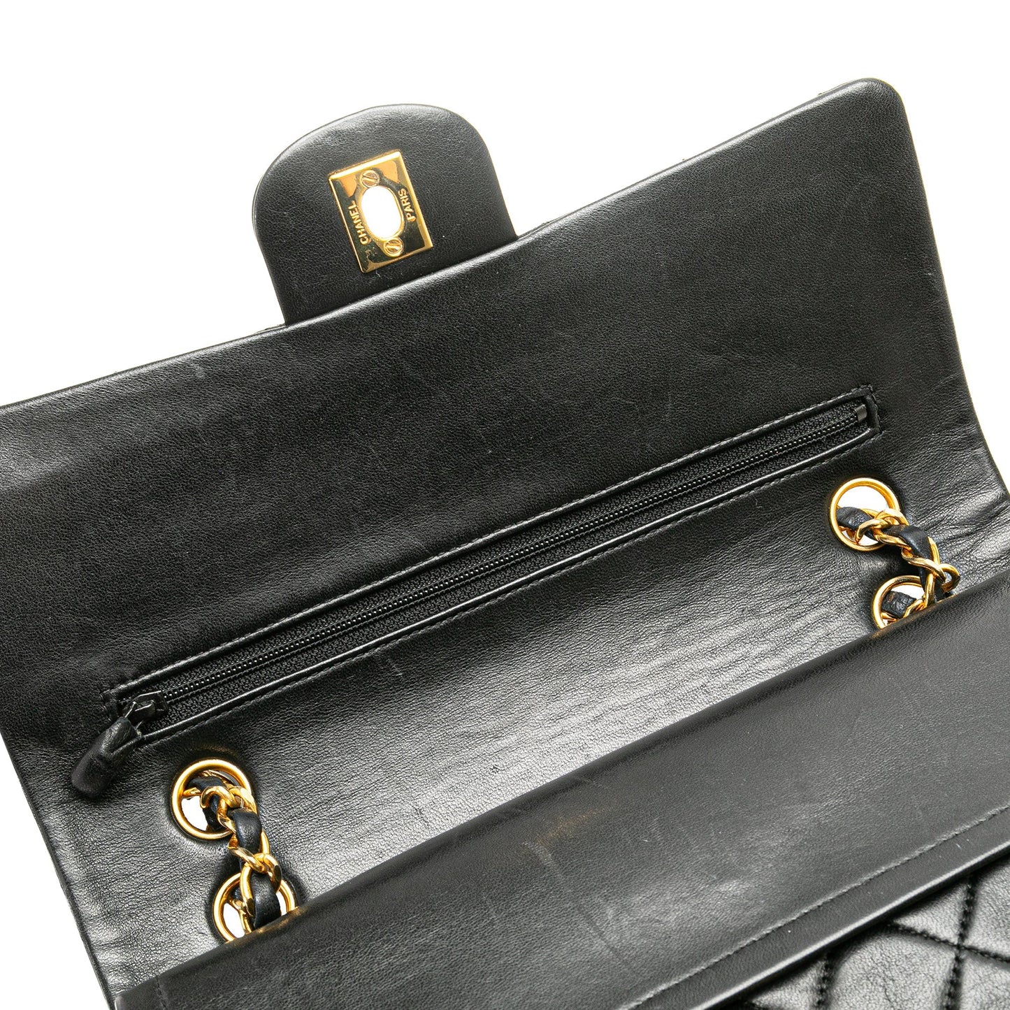 Black Chanel Medium Classic Lambskin Double Flap Shoulder Bag