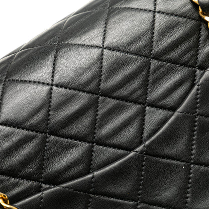Black Chanel Medium Classic Lambskin Double Flap Shoulder Bag