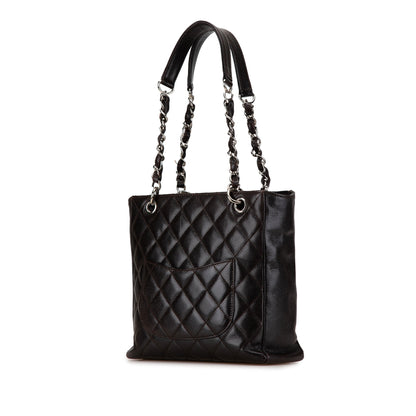 Black Chanel Petite Caviar Shopping Tote Shoulder Bag