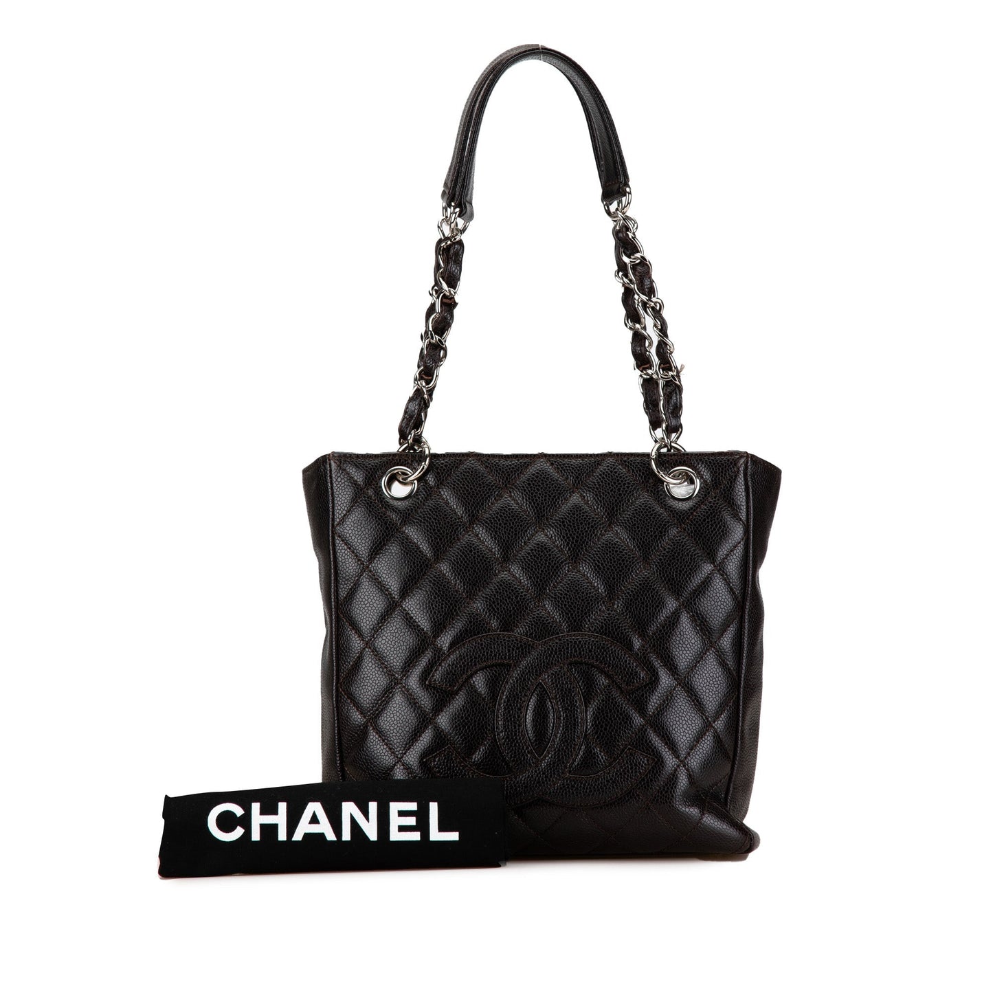 Black Chanel Petite Caviar Shopping Tote Shoulder Bag