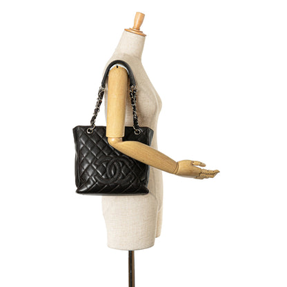 Black Chanel Petite Caviar Shopping Tote Shoulder Bag