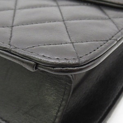 Black Chanel CC Quilted Lambskin Single Flap Crossbody Bag