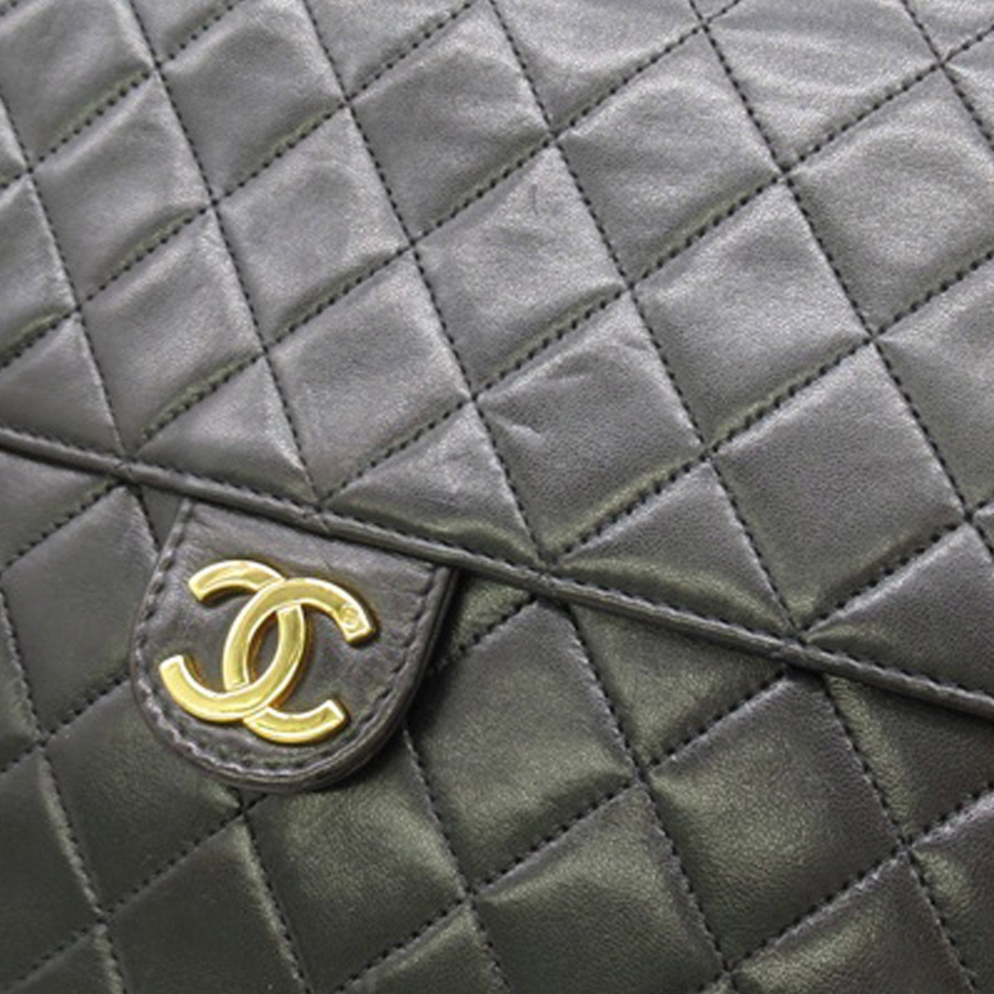 Black Chanel CC Quilted Lambskin Single Flap Crossbody Bag