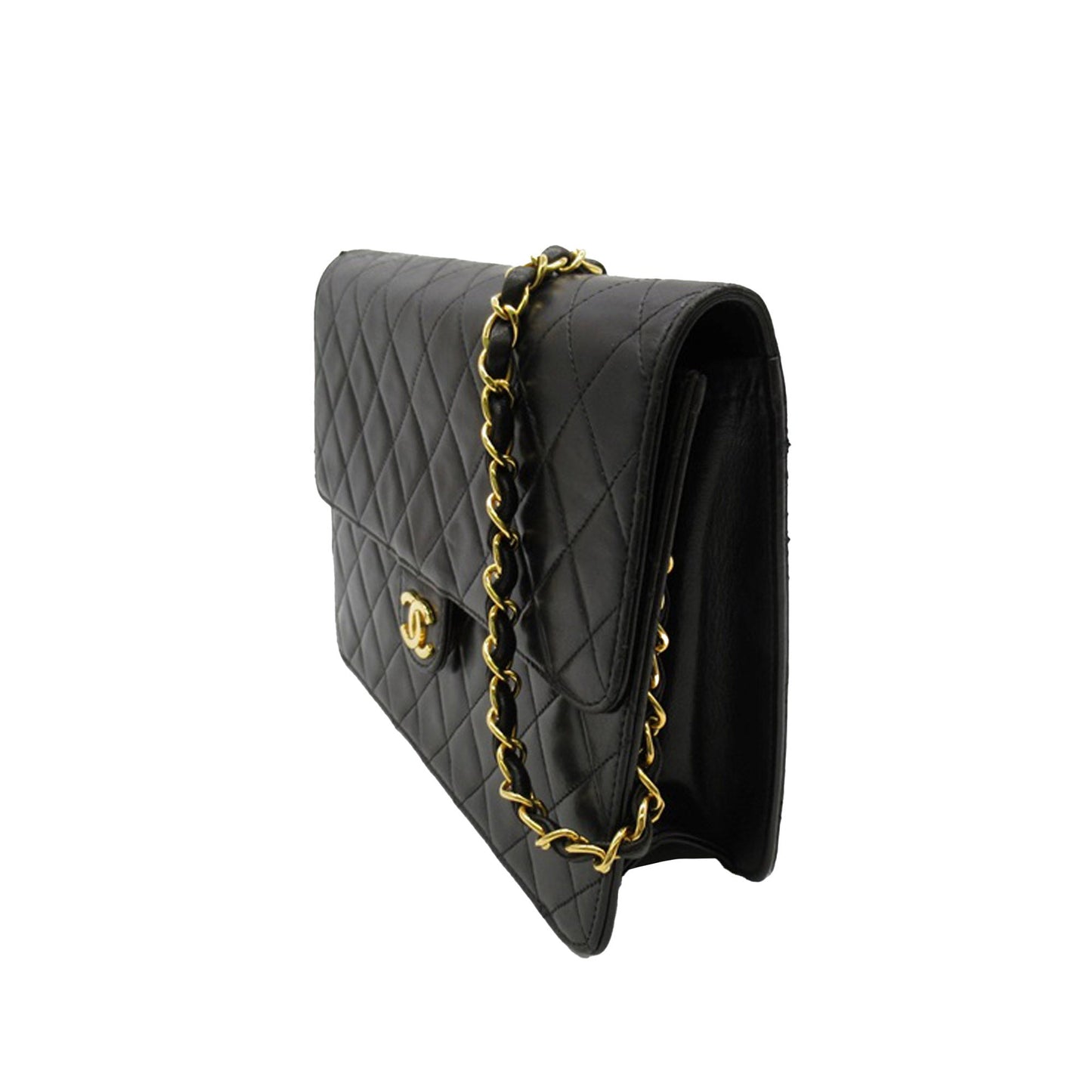 Black Chanel CC Quilted Lambskin Single Flap Crossbody Bag