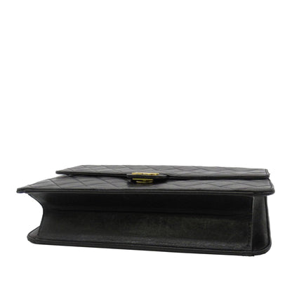 Black Chanel CC Quilted Lambskin Single Flap Crossbody Bag