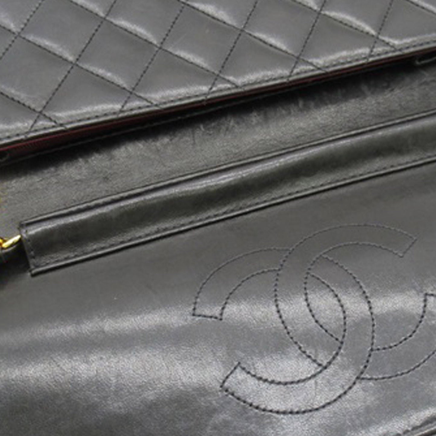 Black Chanel CC Quilted Lambskin Single Flap Crossbody Bag