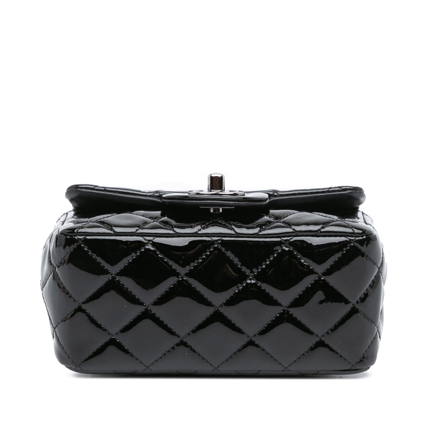 Black Chanel Mini Square Classic Patent Single Flap Crossbody Bag