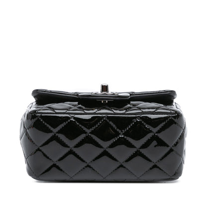 Black Chanel Mini Square Classic Patent Single Flap Crossbody Bag