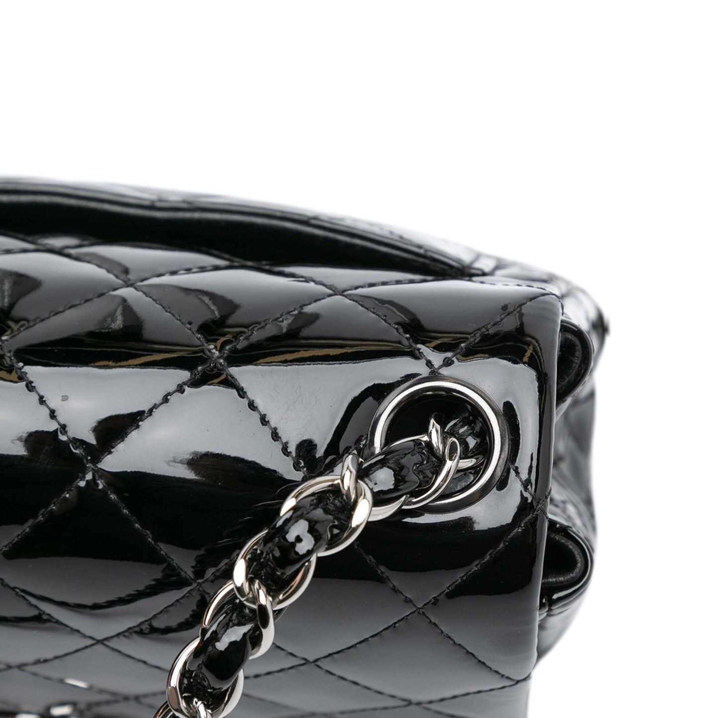 Black Chanel Mini Square Classic Patent Single Flap Crossbody Bag